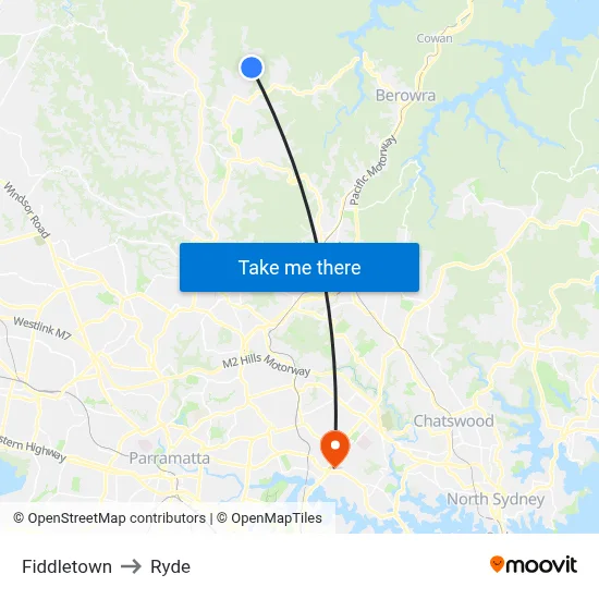 Fiddletown to Ryde map