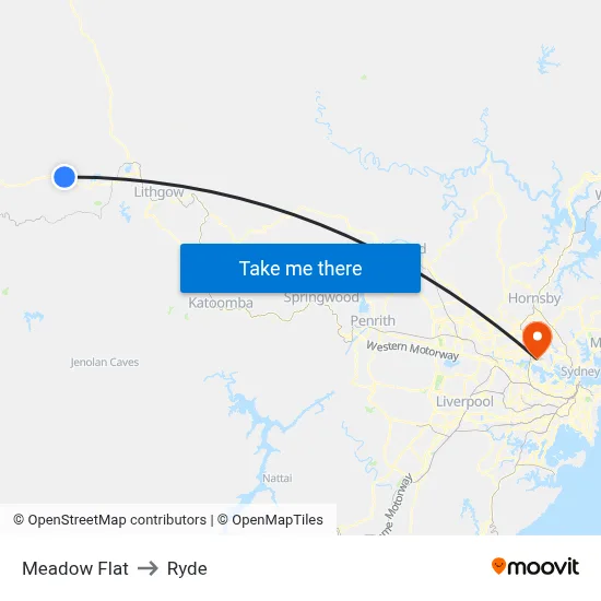 Meadow Flat to Ryde map