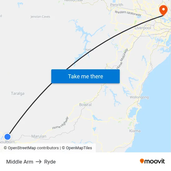 Middle Arm to Ryde map