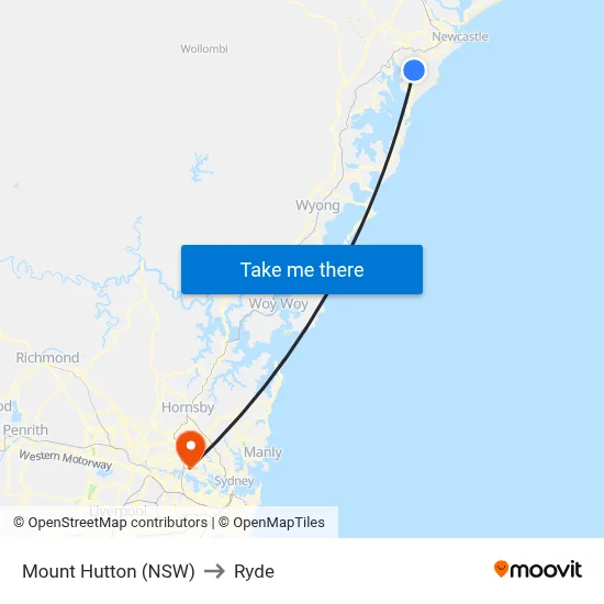 Mount Hutton (NSW) to Ryde map