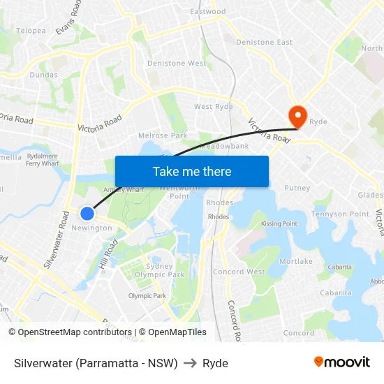 Silverwater (Parramatta - NSW) to Ryde map