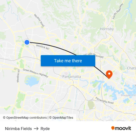 Nirimba Fields to Ryde map