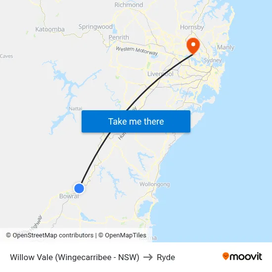 Willow Vale (Wingecarribee - NSW) to Ryde map