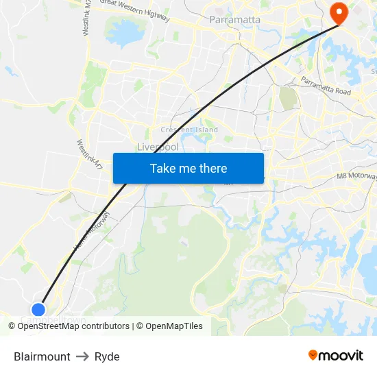 Blairmount to Ryde map