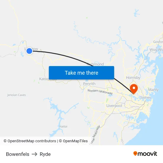 Bowenfels to Ryde map