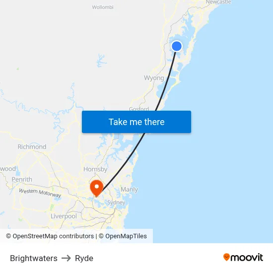 Brightwaters to Ryde map