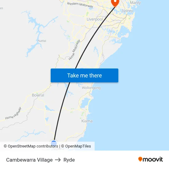 Cambewarra Village to Ryde map