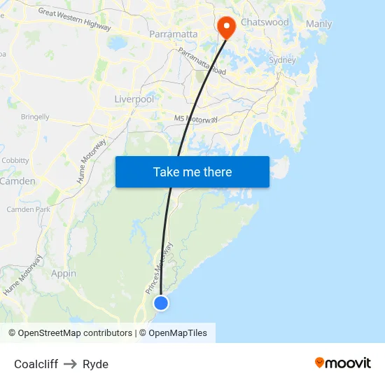 Coalcliff to Ryde map