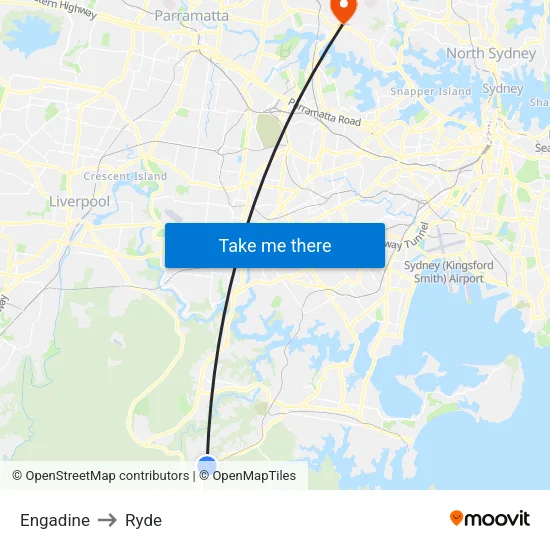 Engadine to Ryde map