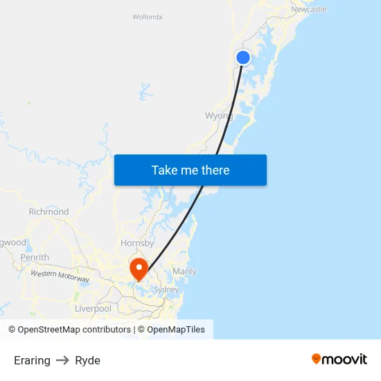 Eraring to Ryde map