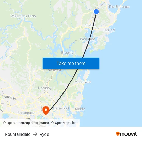 Fountaindale to Ryde map