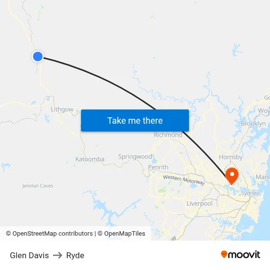 Glen Davis to Ryde map
