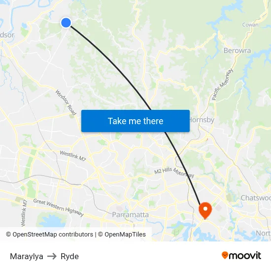 Maraylya to Ryde map