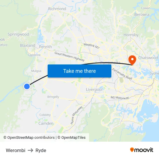 Werombi to Ryde map