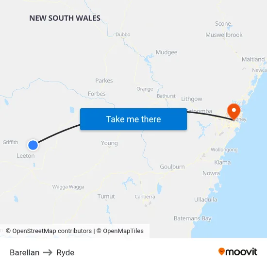 Barellan to Ryde map