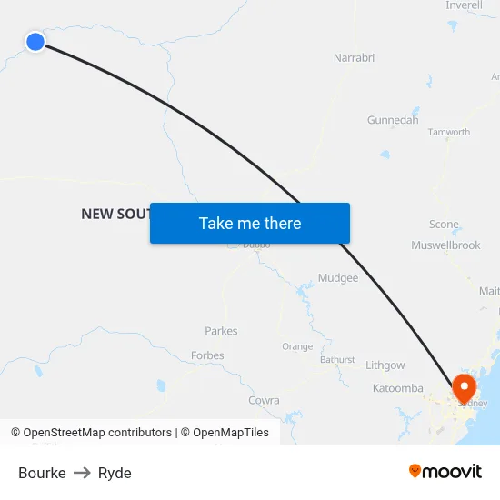 Bourke to Ryde map