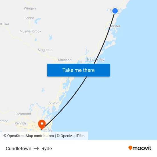 Cundletown to Ryde map