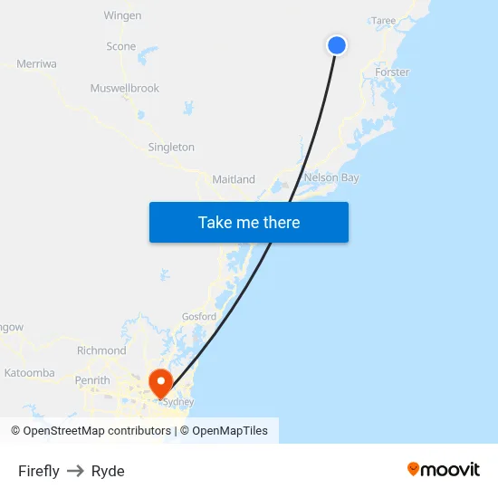 Firefly to Ryde map