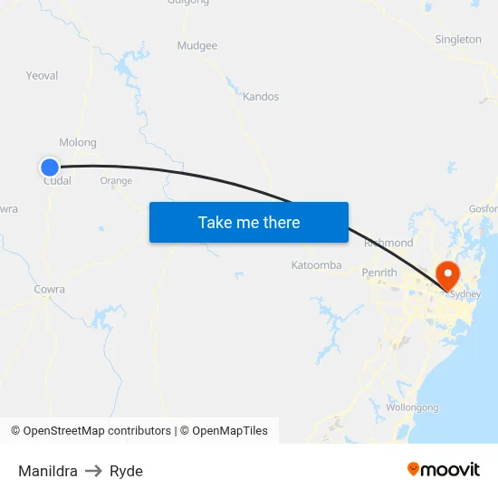 Manildra to Ryde map