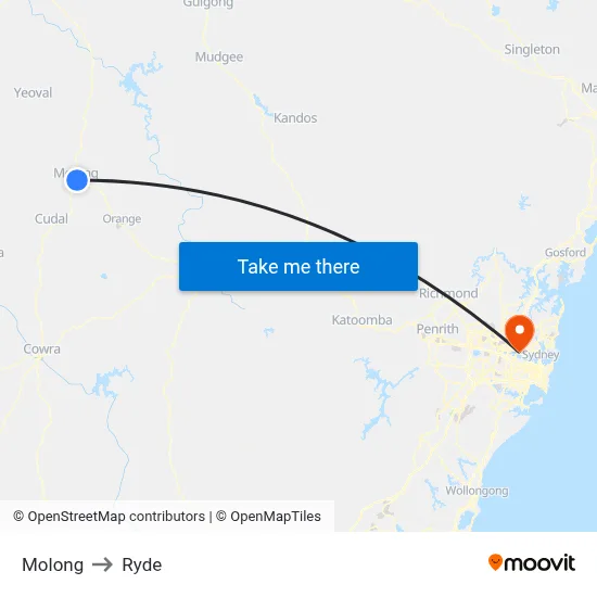 Molong to Ryde map