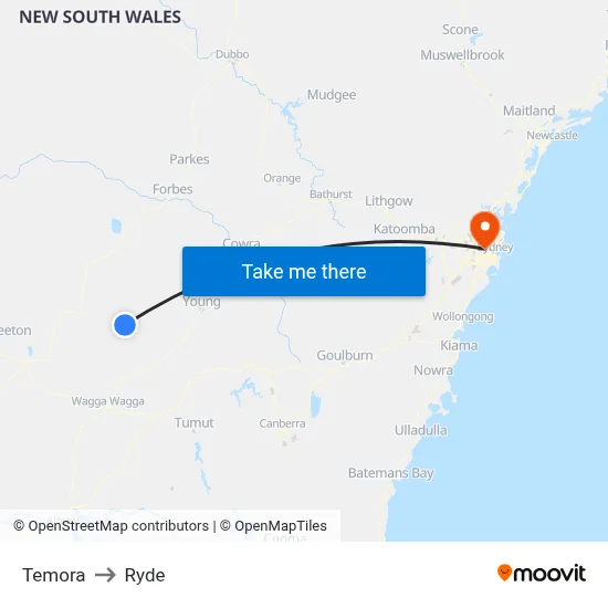 Temora to Ryde map