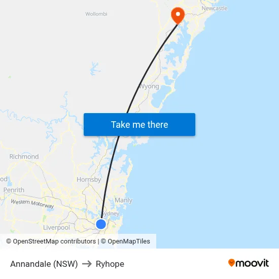 Annandale (NSW) to Ryhope map