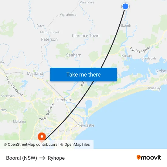 Booral (NSW) to Ryhope map