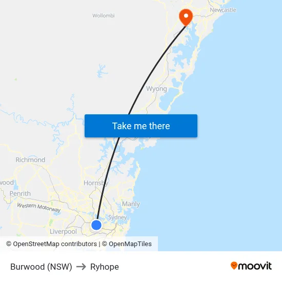 Burwood (NSW) to Ryhope map