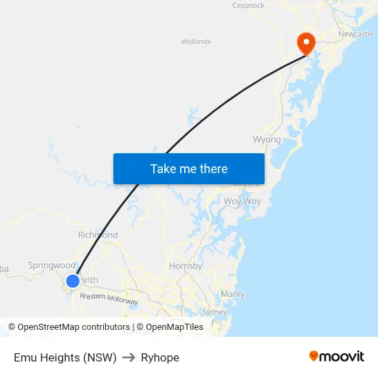 Emu Heights (NSW) to Ryhope map