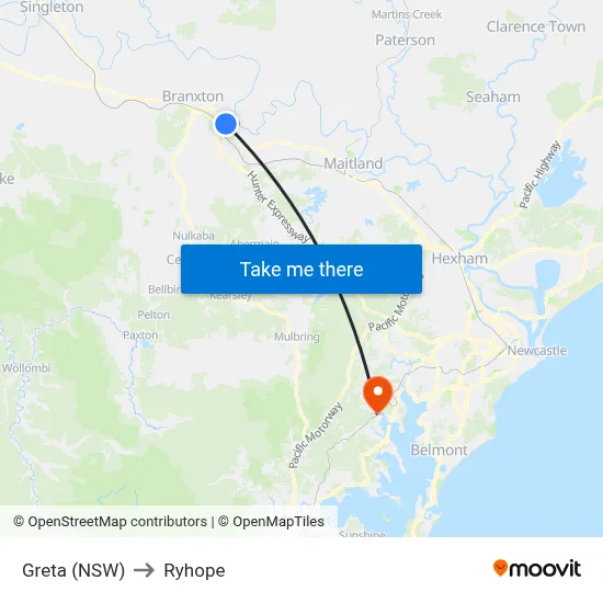 Greta (NSW) to Ryhope map