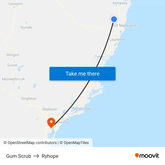 Gum Scrub to Ryhope map