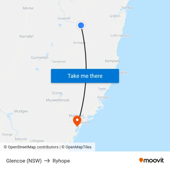 Glencoe (NSW) to Ryhope map
