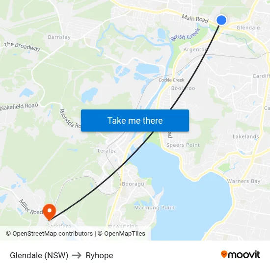 Glendale (NSW) to Ryhope map