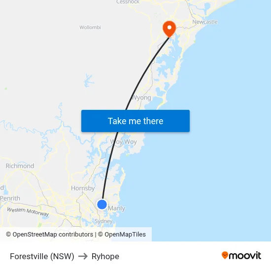 Forestville (NSW) to Ryhope map