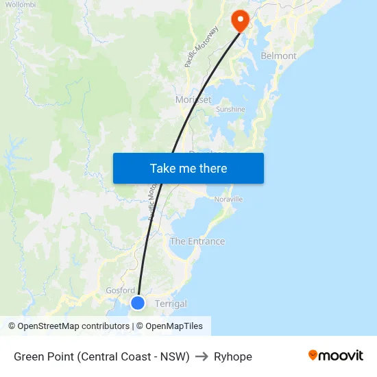 Green Point (Central Coast - NSW) to Ryhope map