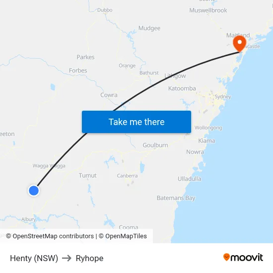 Henty (NSW) to Ryhope map