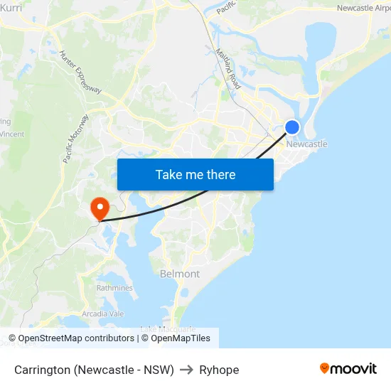 Carrington (Newcastle - NSW) to Ryhope map