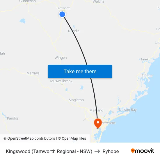 Kingswood (Tamworth Regional - NSW) to Ryhope map