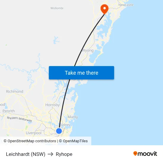 Leichhardt (NSW) to Ryhope map