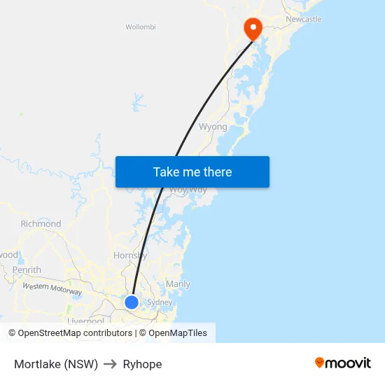 Mortlake (NSW) to Ryhope map