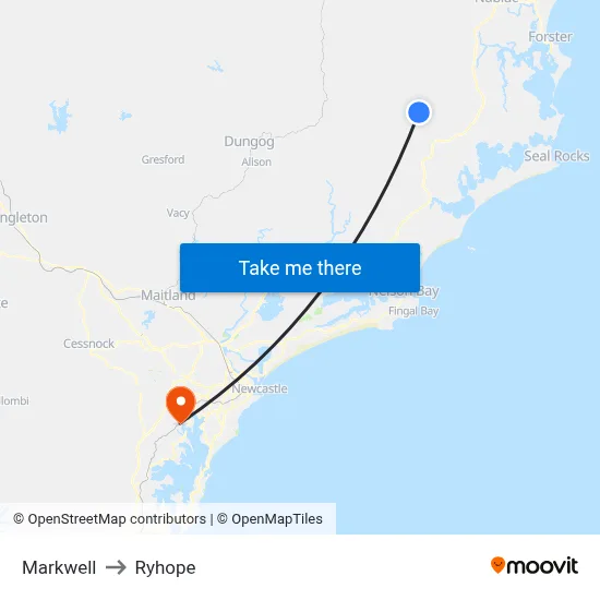 Markwell to Ryhope map