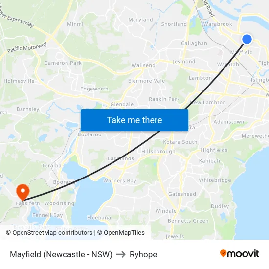 Mayfield (Newcastle - NSW) to Ryhope map