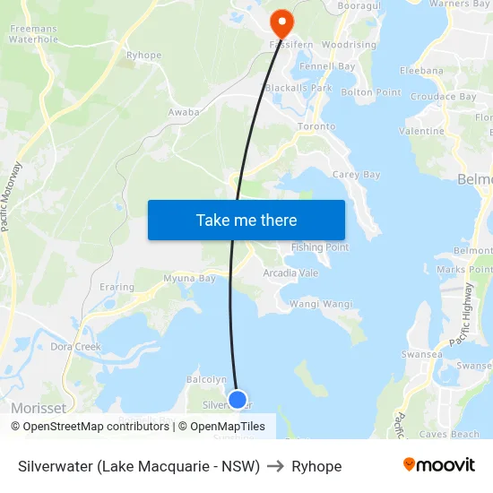 Silverwater (Lake Macquarie - NSW) to Ryhope map