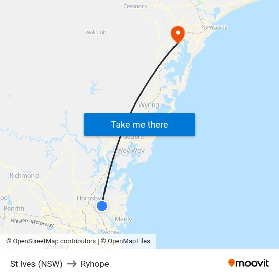 St Ives (NSW) to Ryhope map