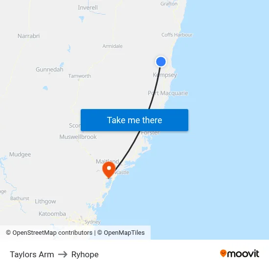 Taylors Arm to Ryhope map