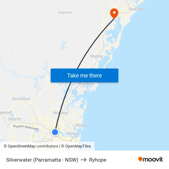 Silverwater (Parramatta - NSW) to Ryhope map