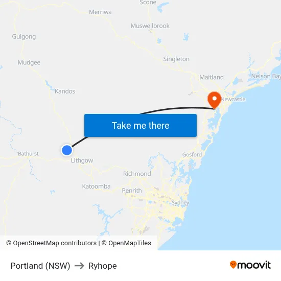 Portland (NSW) to Ryhope map