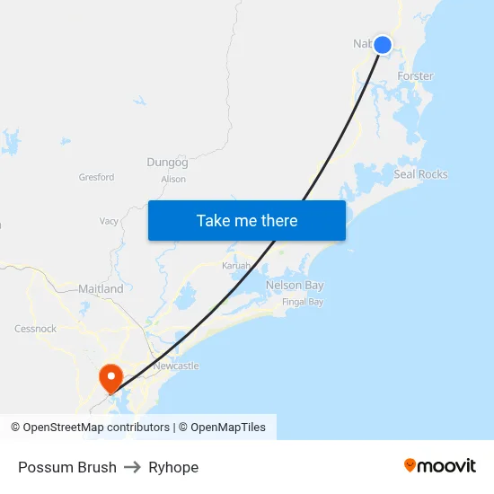 Possum Brush to Ryhope map