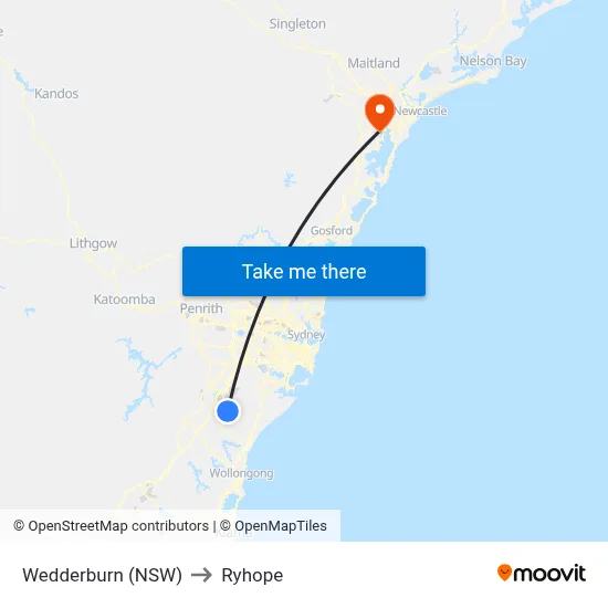 Wedderburn (NSW) to Ryhope map
