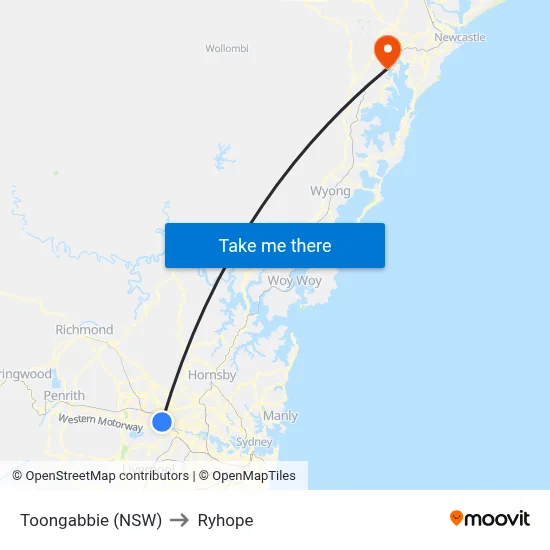 Toongabbie (NSW) to Ryhope map